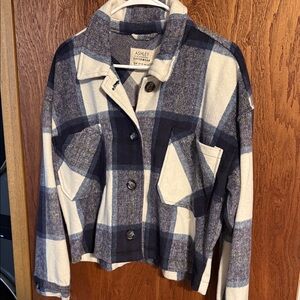 Women's Plaid Jacket - Navy and Cream